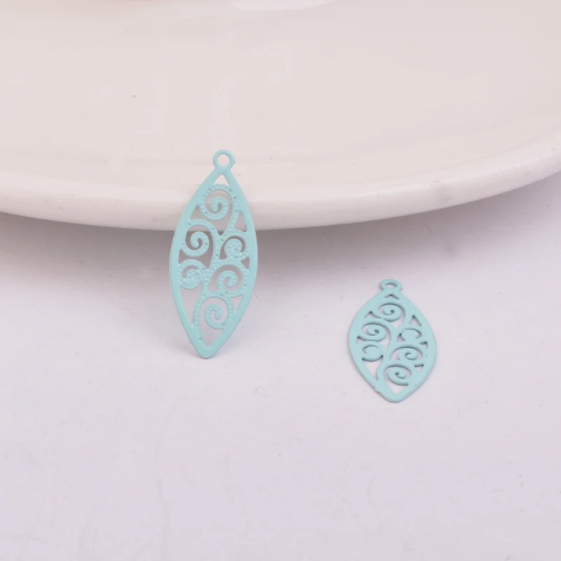 100 Stück AC7319 8*20mm Drucke Charms Blätter Verbinder passend für DIY Ohrringe Schmuckzubehör – Detail 5