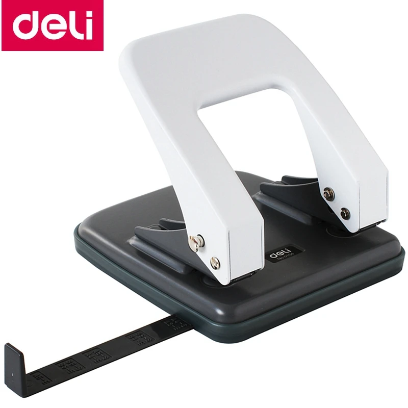 Imagem -04 - Deli 0104 Mesa de Escritório mm 2-hole Punch Binding Hole Punch Dois Furos Distância 80 mm Punch Papers Capacidade 35 Folhas 80g