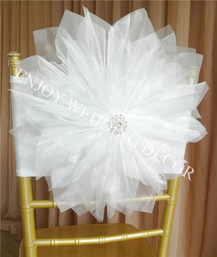 200pcs YHC#304 CUSTOMIZED COLOR AVAILABLE handmade organza flower with lycra band for chair decor