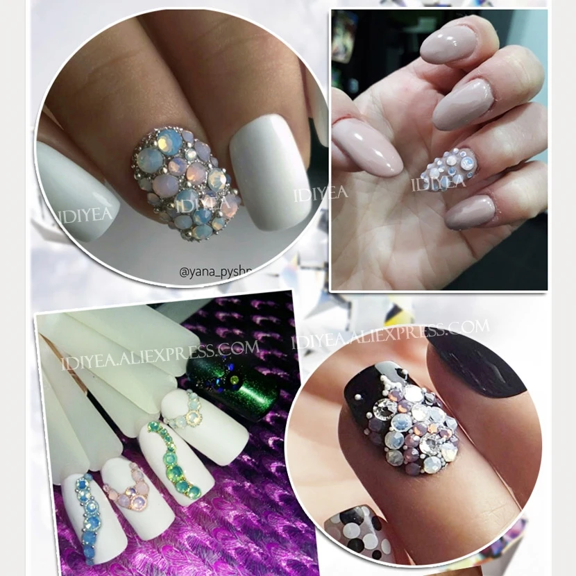 Mix Opal Colors all sizes SS3-SS30 Nail Art Rhinestones for DIY 3D manicure Non hot fix crystals glitters strass stones on nails