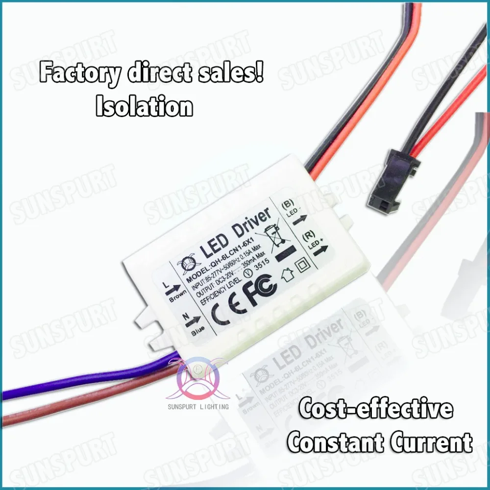 6Pcs By CE EMC LVD 6W AC85-277V LED Driver 1-6x1W 300mA DC2-20V  LED PowerSupply Constant Current For Ceiling Lamp Free Shipping