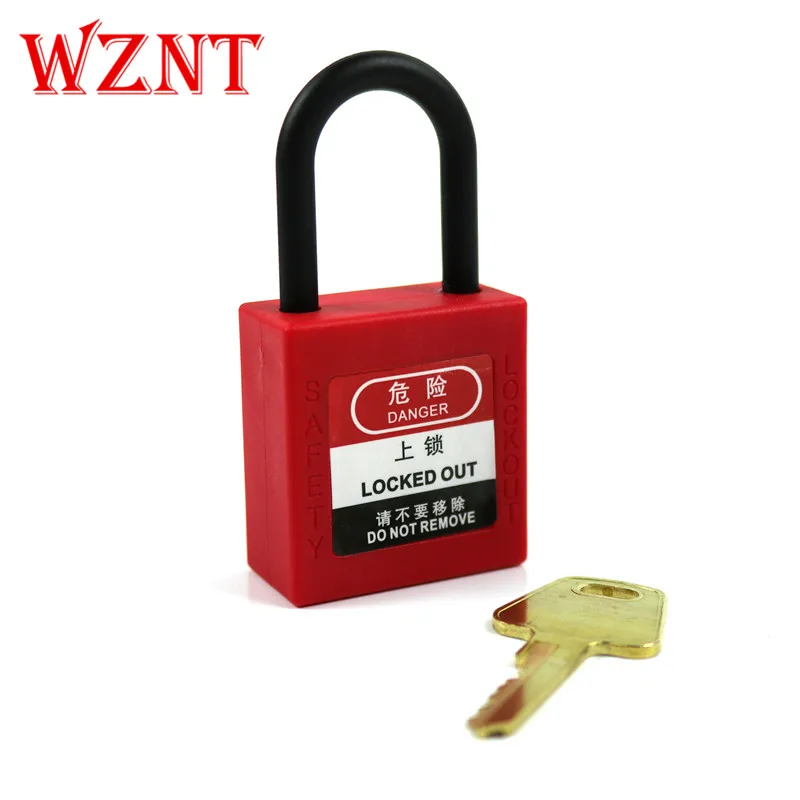 NT-26P 4mm 26mm red thermoplastic plastic nylon shackle safety lockout padlock with copper cylinder key