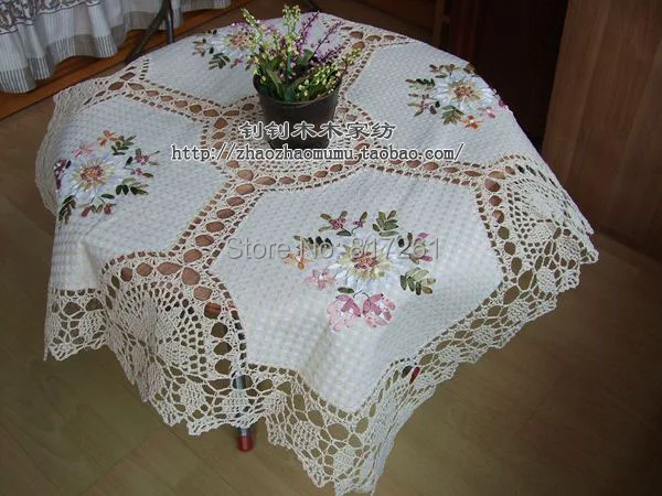 2015 new ZAKKA wedding tablecloth with embroidery flower cutout table towel table skirt table overlay for home decor wholesale