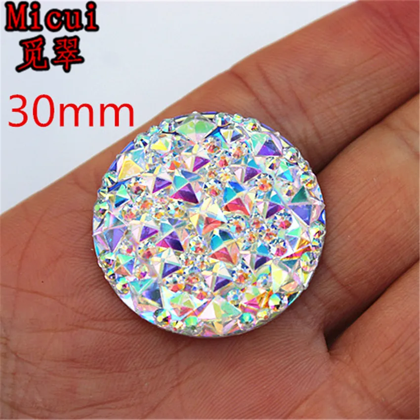 Micui 10/12/14/16/18/20/30mm AB Clear Resin Rhinestones Acrylic Crystals Round Flatback Stone Beads DIY Scrapbooking Crafts MC40