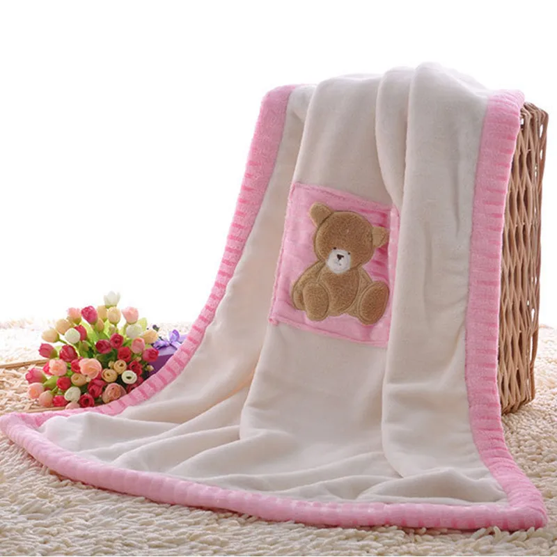 Baby Blanket Thermal Coral Fleece Bear Blanket Infant Swaddle Nap Receiving Stroller Wrap For Newborn Baby Bedding Bebe Blankets