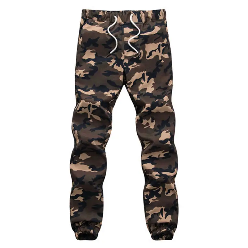 Calça masculina de camuflagem militar, calça de harém lápis, solta e confortável, corredor de algodão, outono, 2024