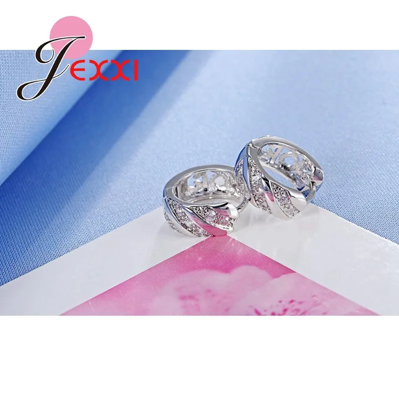 Fashion 925 Sterling Silver  Small Earrings Generous Luxury Earrings for Women/Girl Ear Jewelry Shiny Crystal Earring