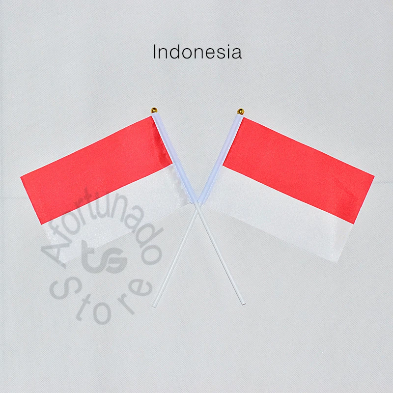 Indonesia 14*21cm  for meet Parade party Hand waving Flag  10pcs/set Indonesia  National Flag