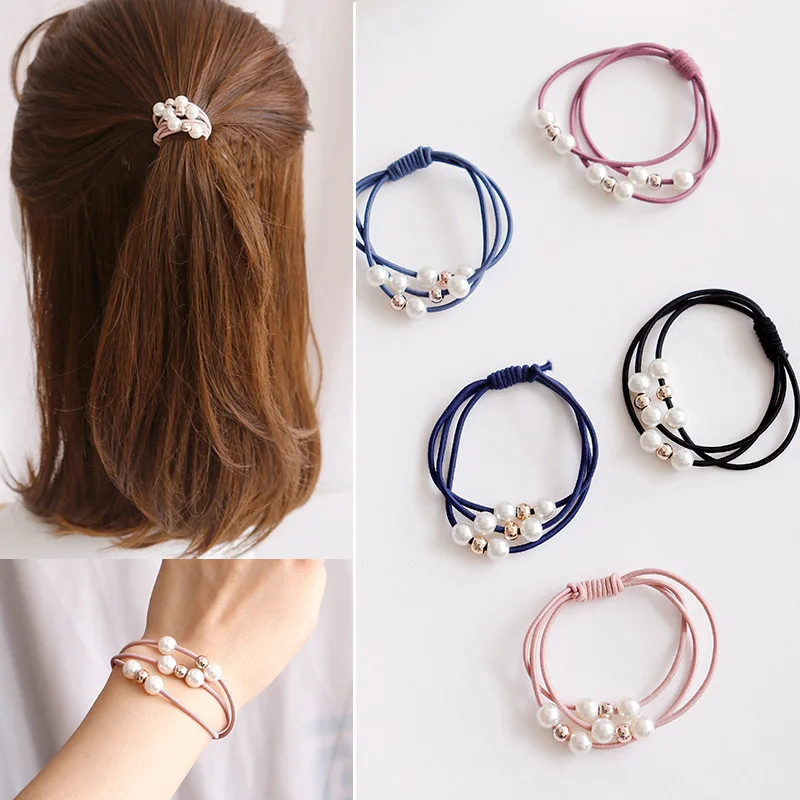 Girls Sweet Pearl Elastic Hair Bands Princess Ponytail Holder Gum For Hair Scrunchies Headband Rubber Band Kids Hair Accessories