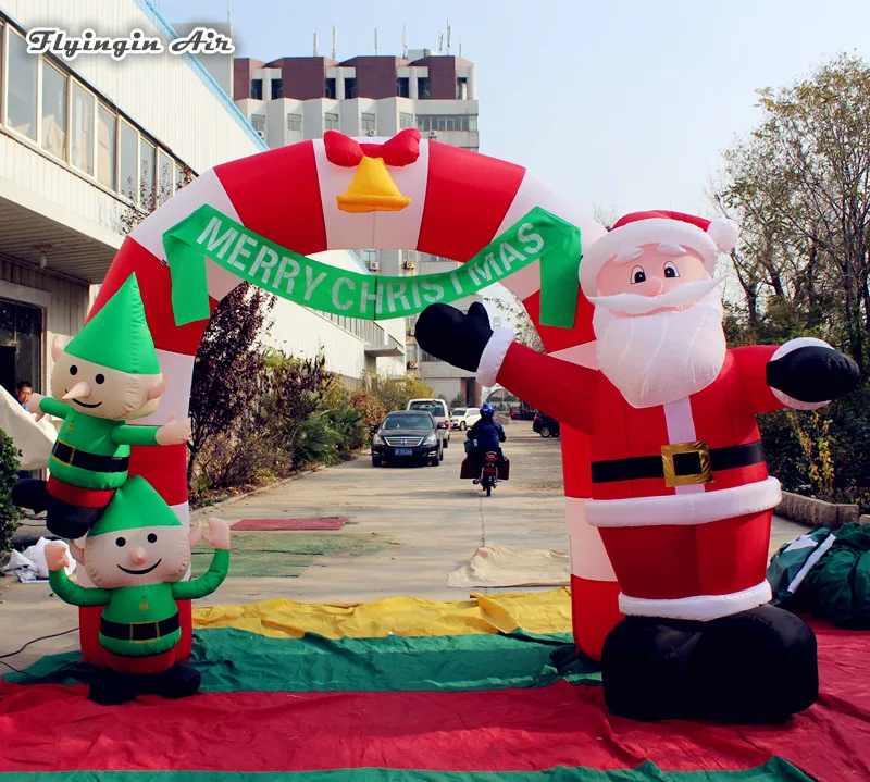 

Customized Christmas Inflatable Santa Claus 3.5m*3m Blow Up Tunnel Christmas Arch For Outdoor Store Entrance Decoration