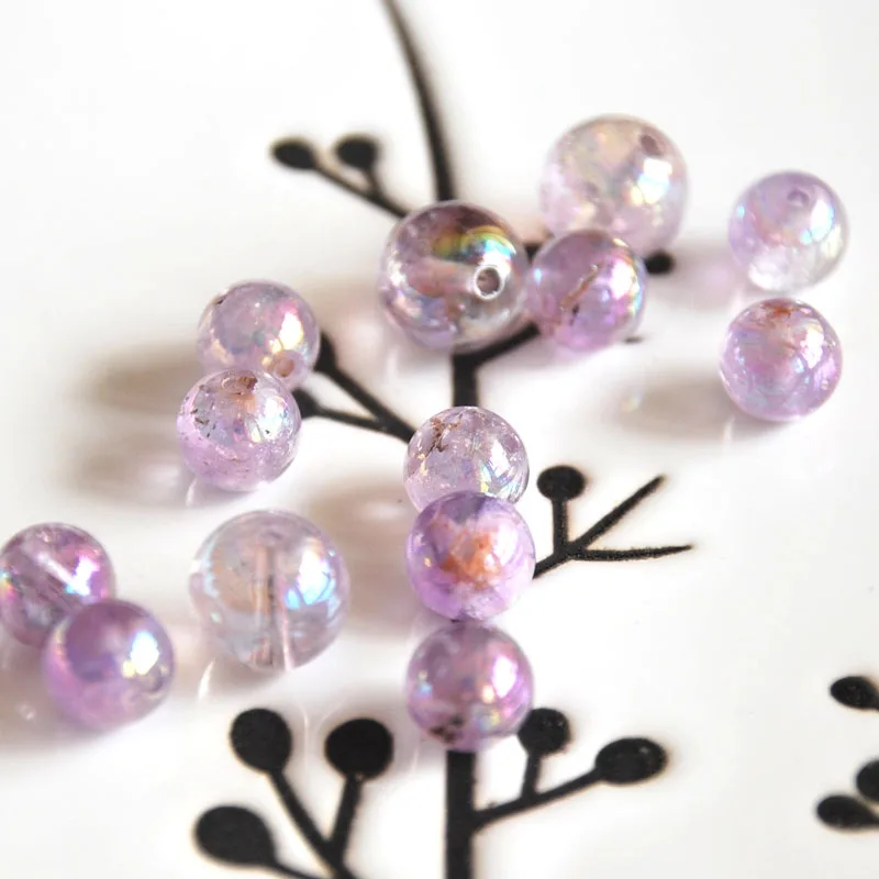 Natural Angel Aqua Aura Lavendar Purple Amethyst 8-12mm Round Loose Beads Jewelry Making DIY For Women