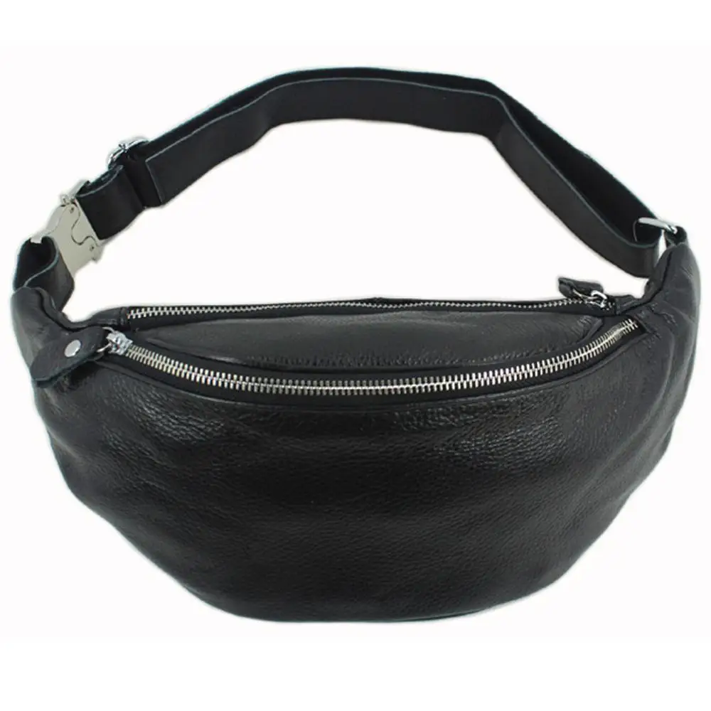 New Fashion Genuine Leather Waist Bag Men Leather Waist Pack Male Money Belt Bags Bum Fanny Packs Small Chest Bag black brown