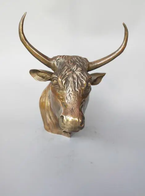 

Chinese archaize brass fine workmanship cow head crafts statue