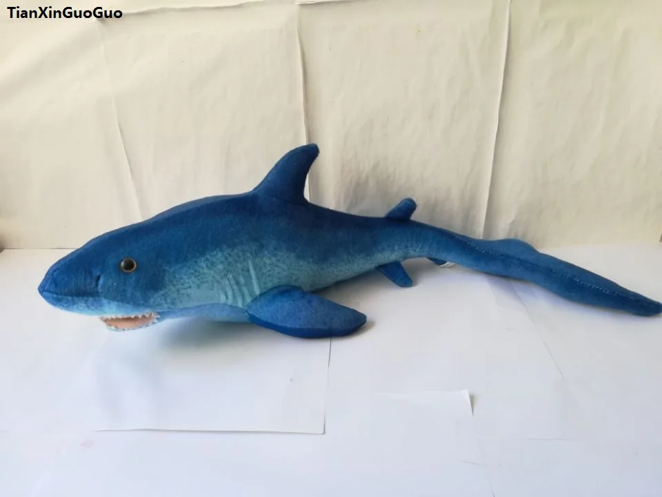 

about 50cm cartoon shark plush toy blue shark soft doll throw pillow birthday gift w1851