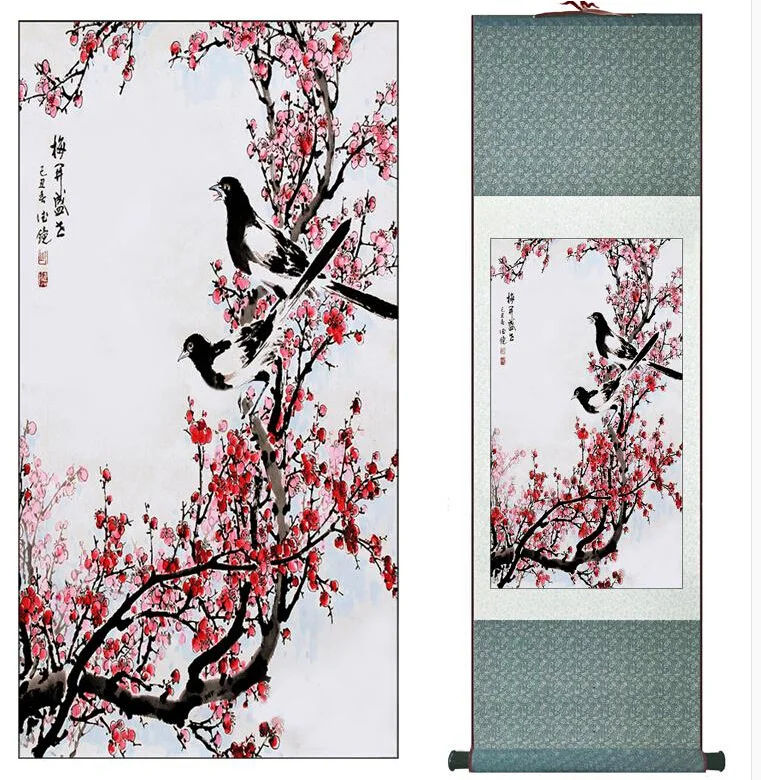 

Free shipping Traditional Chinese Art Painting Home Office Decoration Chinese painting spring birds with plum blossom