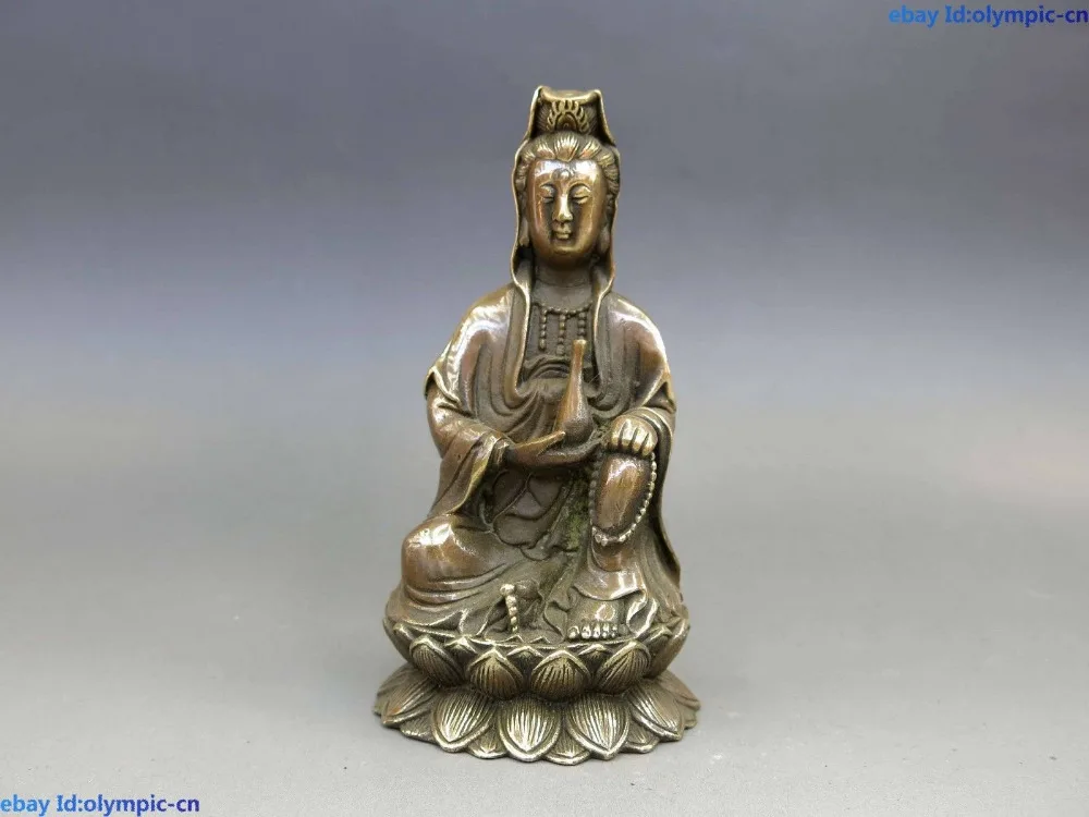 

Статуэтка 5 дюймов китайская латунная медная буддизм Kwan-yin Bottle Guanyin