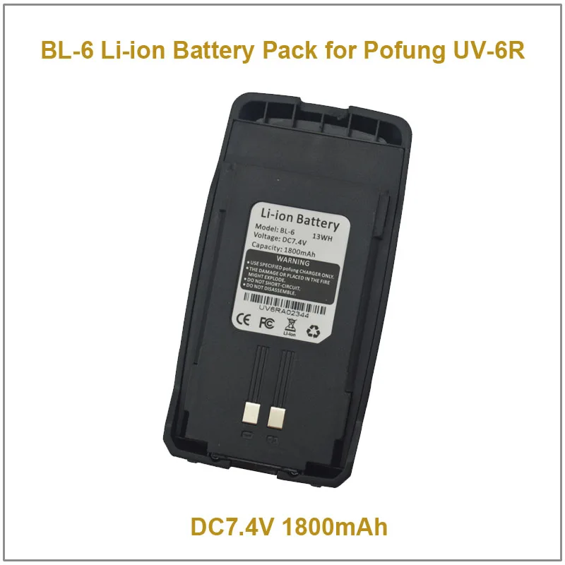 Aankomst DC7.4V 1800 mah li-ion accu voor pofung UV-6R dual band draagbare twee-weg radio