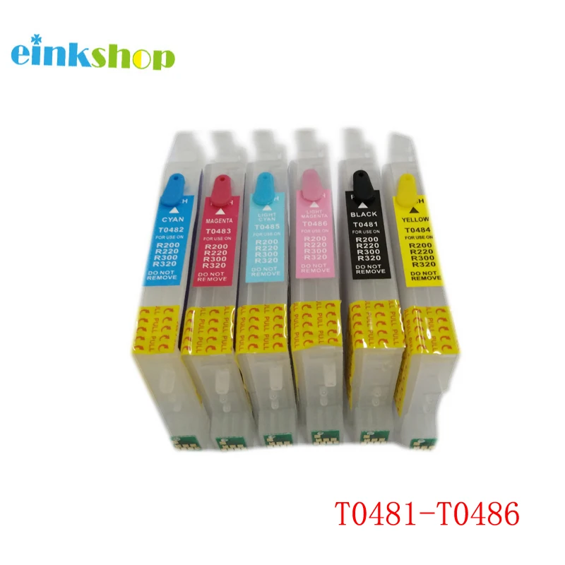 T0481- T0486 Refillable Ink Cartridge For Epson Stylus Photo R200 R220 R300 R300M R320 R340 RX500 RX600 RX620 RX640 Printer