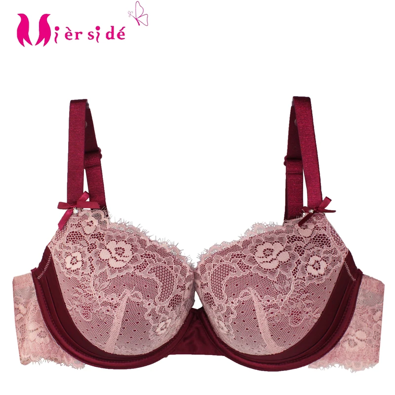 Mierside 1681 3Color New Style Fashion Big Size Bra Plus Push Up Women Brassiere Floral Lace Sexy Bralette Women Underwear