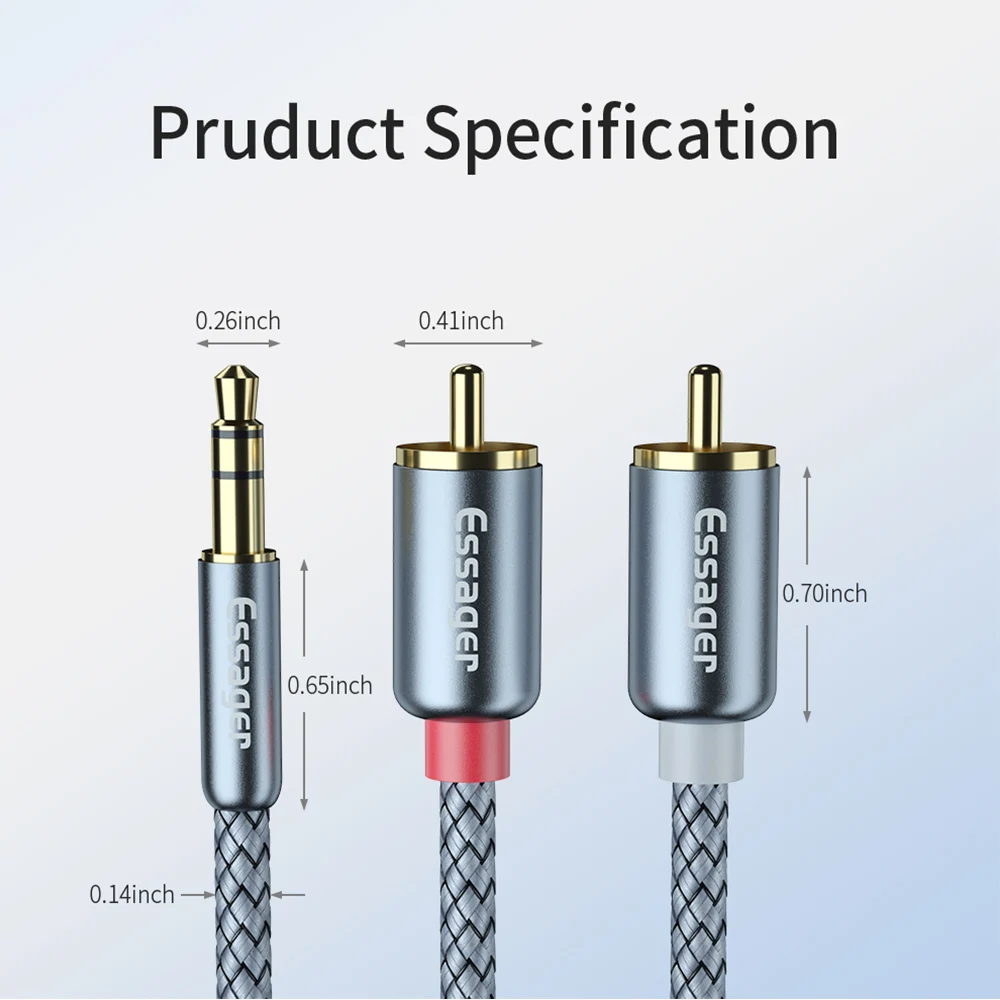 Essager-Cable de Audio estéreo para cine en casa, accesorio de alta fidelidad, 2RCA a 3,5mm, AUX RCA Jack 3,5 Y divisor para amplificadores de Audio