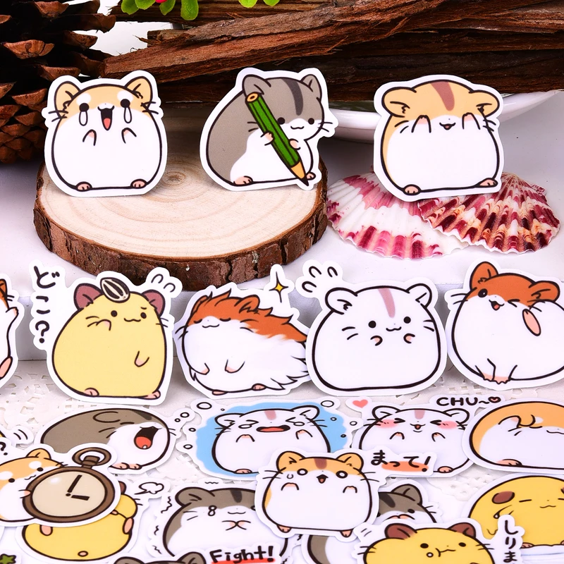 40 buah stiker Scrapbooking Hamster kecil lucu kartun kreatif/stiker dekoratif/album foto kerajinan DIY/anak-anak