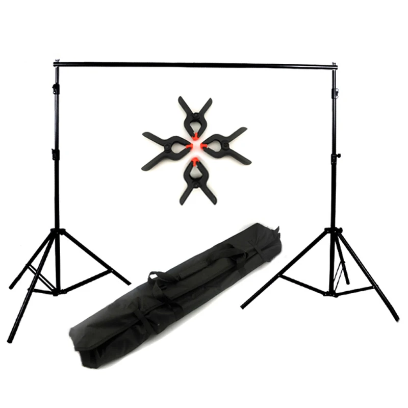 

2.6x3m / 8.5x10ft Photo Studio Backdrop Support Stand Set Ajustable Background Crossbar + Carrying Bag + Clamps Kit