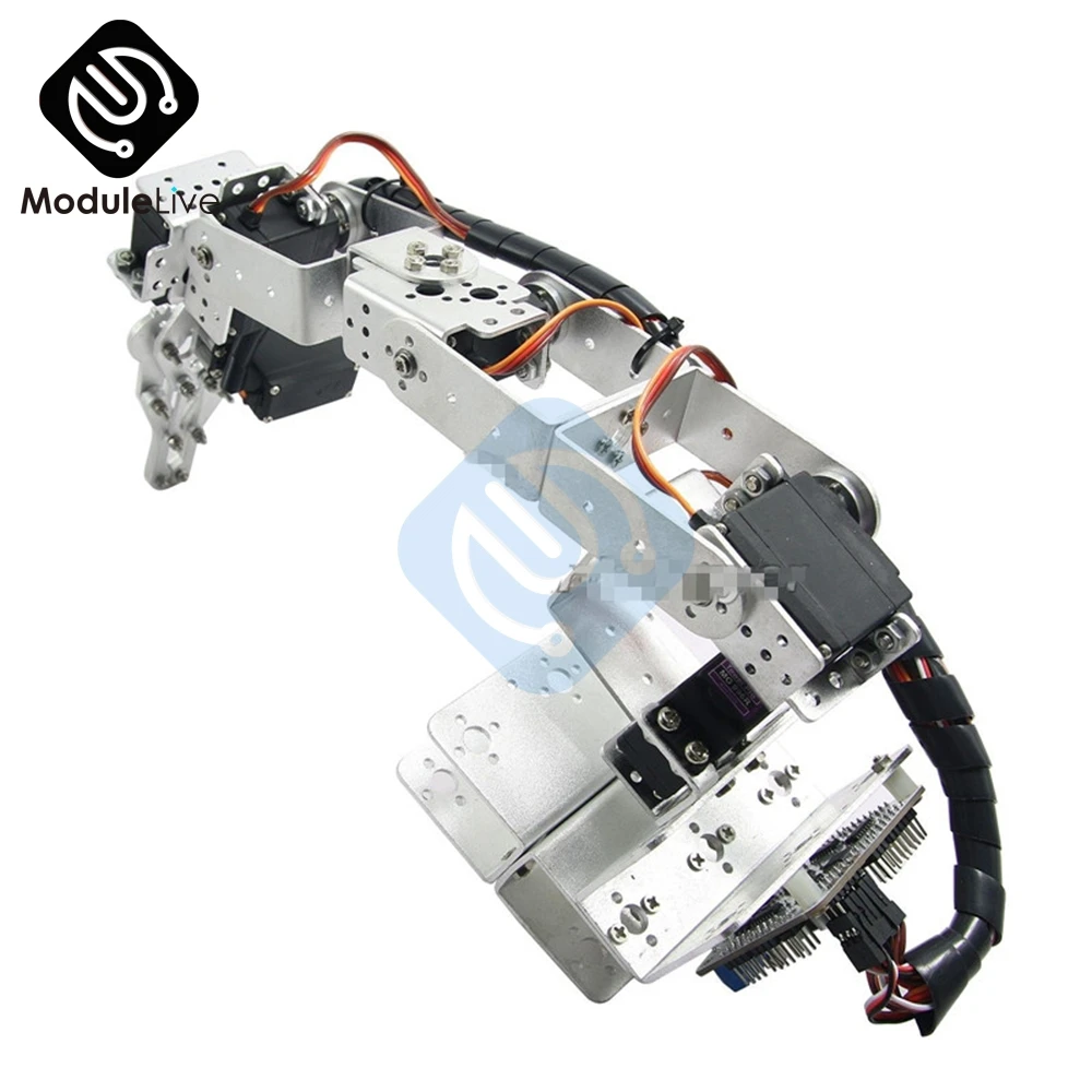 ROT3U 6DOF Aluminium Robot Arm Mechanical Robotic Clamp Claw for Arduino Silver