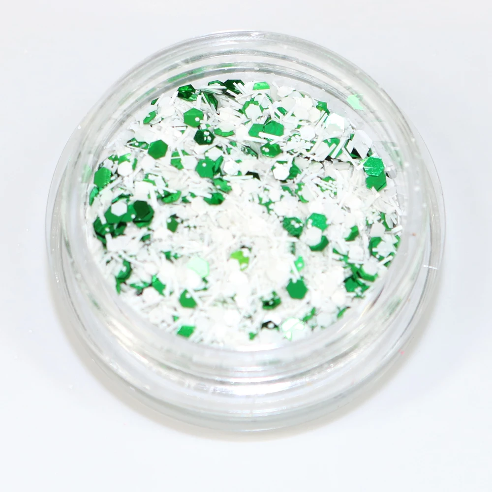 

Nail Art Decoration Snowflake Nail Sequins Colorful Stripe Green Glitter Manicure Paillette Flakies NEW