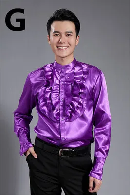 

Free shipping purple/yellow/white ruffled bowtie scuffs decoration mens tuxedo shirts party/event shirts