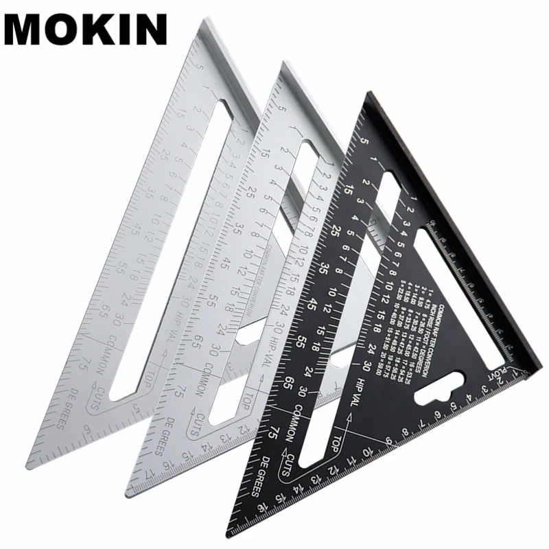 

7'' Aluminum Alloy Triangle Ruler Angle Protractor Miter Speed Square Measuring Ruler For Building Framing Woodworking Tools