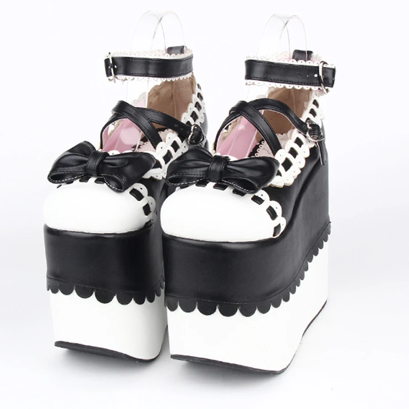 Femminile giappone Anime cameriera Cosplay Lolita scarpe primavera donna zeppe sandali tacchi alti scarpe con plateau in pelle principessa taglie