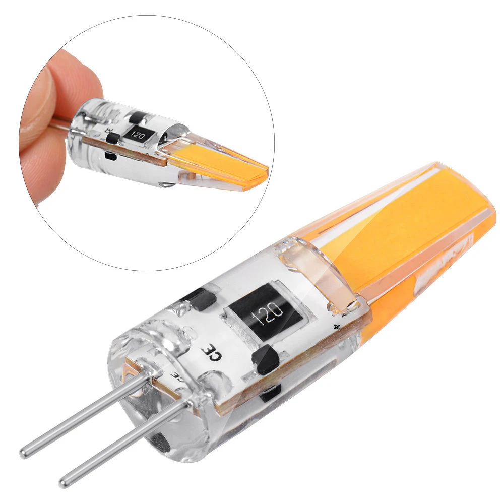 LED G4 لمبة ، 2 واط (ما يعادل 25 واط G4 مصباح هالوجين) ، 2700K 210LM الأبيض الدافئ ، ثنائي دبوس COB تيار مستمر 12 فولت مصابيح إضاءة للمناظر الطبيعية ، 10X