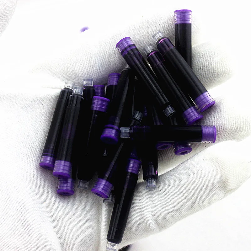 Wholesale 30pcs Disposable purple Fountain Pen Ink Cartridge Refills Length Fountain Pen Ink Cartridge Refills