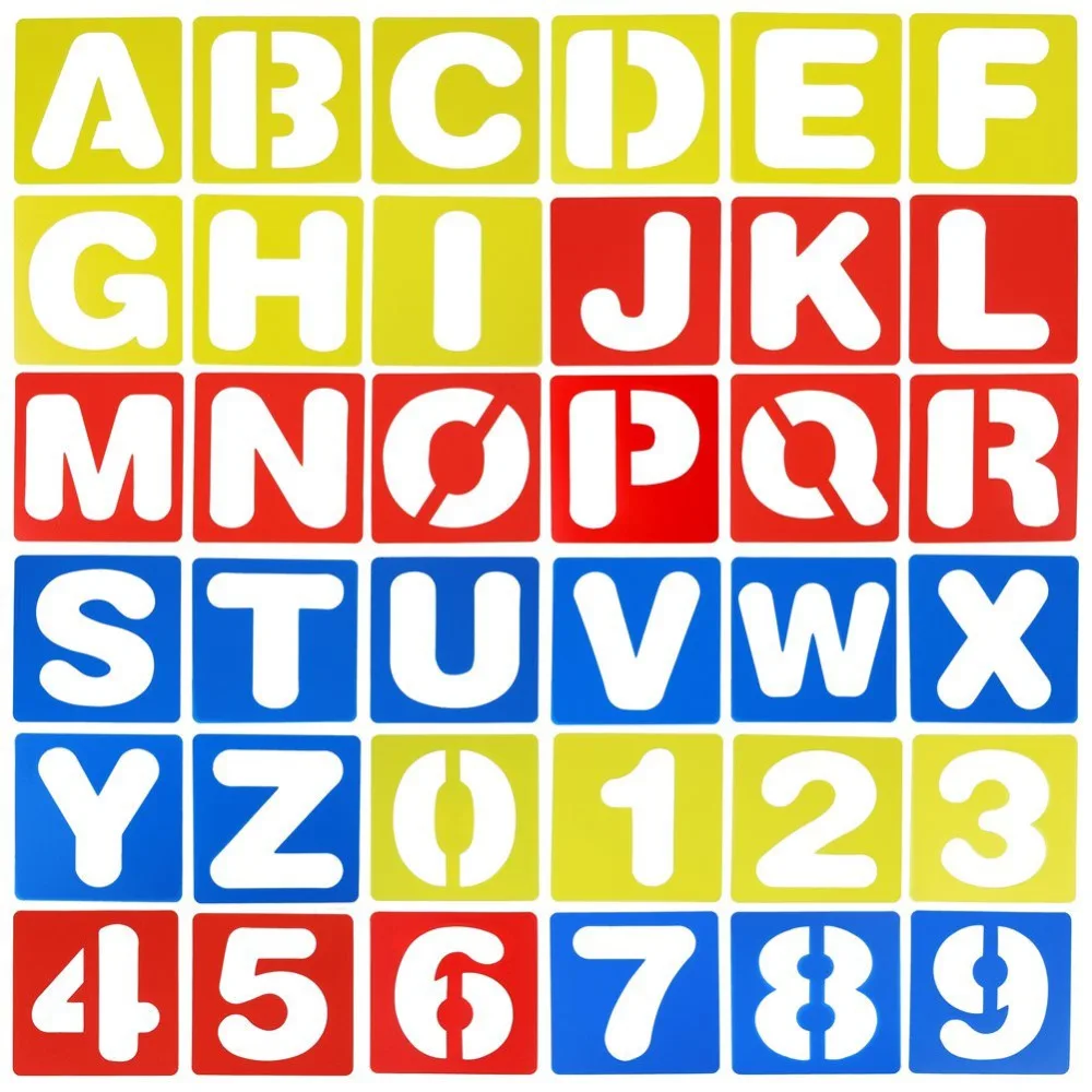 36Pcs Alphabet Stencils&Number Stencils Set Plastic Letter For Painting Learning DIY Craft  Project Scrapbooking Card Journaling