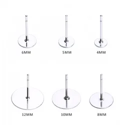 50pcs Stainless Steel Blank Earring Stud Base Fit 3 4 5 6 8 mm Cabochon Cameo Settings DIY Jewelry Making Accessories Supplies