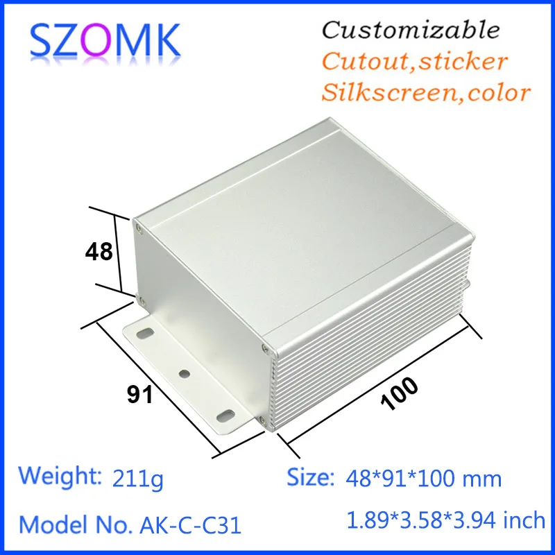 

10Pcs 48*91*100mm szomk aluminum amplifier enclosure control box extrusion aluminum enclosure wall mount aluminum case diy box