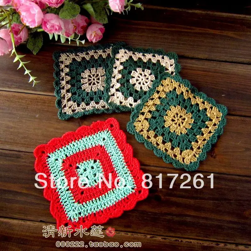 2014 new zakka fashion 6 pic/lot croche lace doilies wedding felt table mat led coaster mats placemat cutout flet as cup pad ma