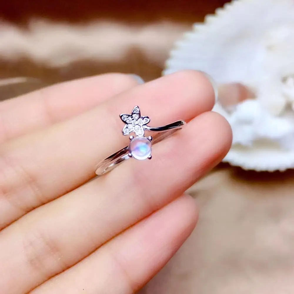 moonstone gemstone ring for women fasion jewelry 925 sterling silver flower star sun shape real natural gem moonlight gem gift