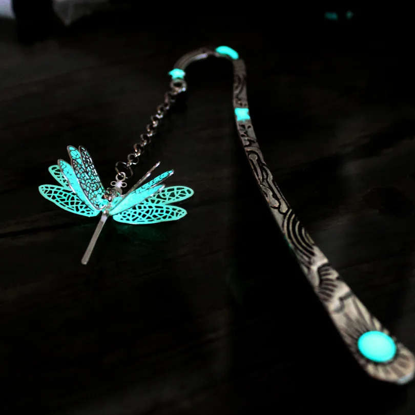 Dragonfly bookmark GLOW in the DARK fashion classics Sun moon and Stars Three layer handmade metal alloy bookmark 123*23MM