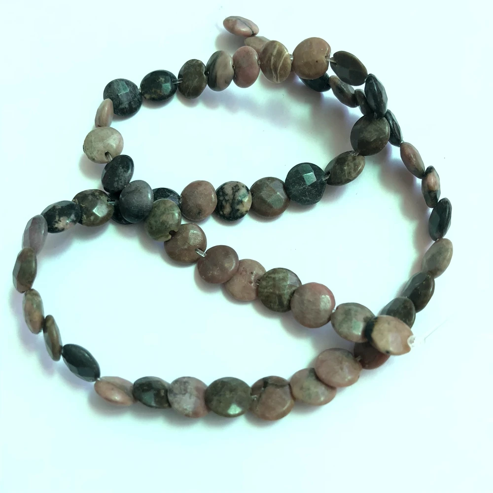 

Wholesale 1string Natural Rhodonite Gem stone Beads 8mm,12mm Facetted Coin Beads For Jewelry making 15.5"