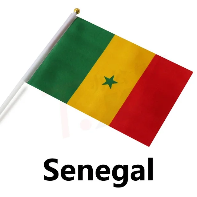 Hot Sale Senegal flag hand wave flags 14 * 21CM decorative celebration good quality polyester banner free shipping