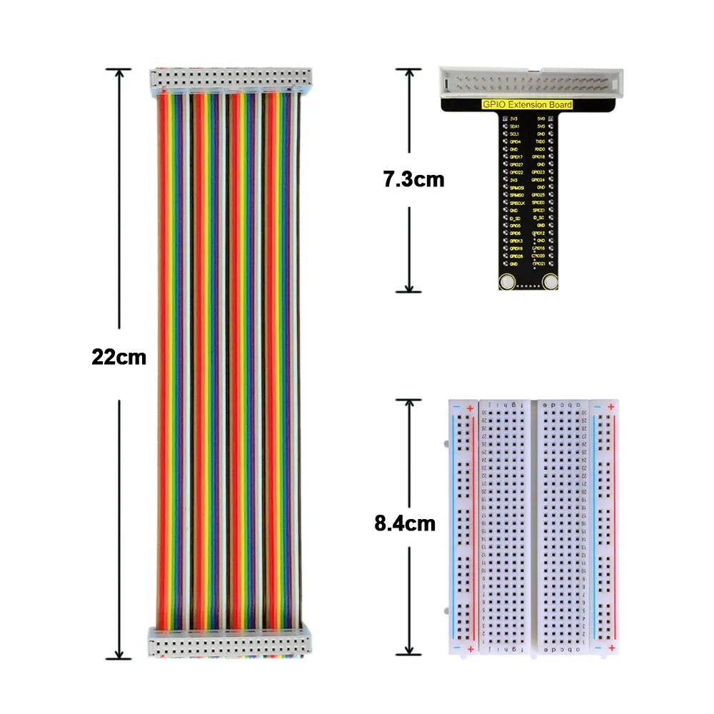 Keyestudio Raspberry Pi T-type GPIO Shield V1 +40P Colorful Ribbon Cable+400-hole Breadboard For Raspberry Pi A+/B+/3B
