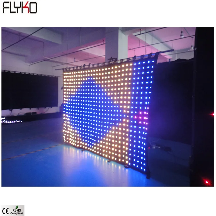 

Flyko Concert backdrops stage fashion foldable P80mm 2x2.5m flexible led video screen led curtain backdrop