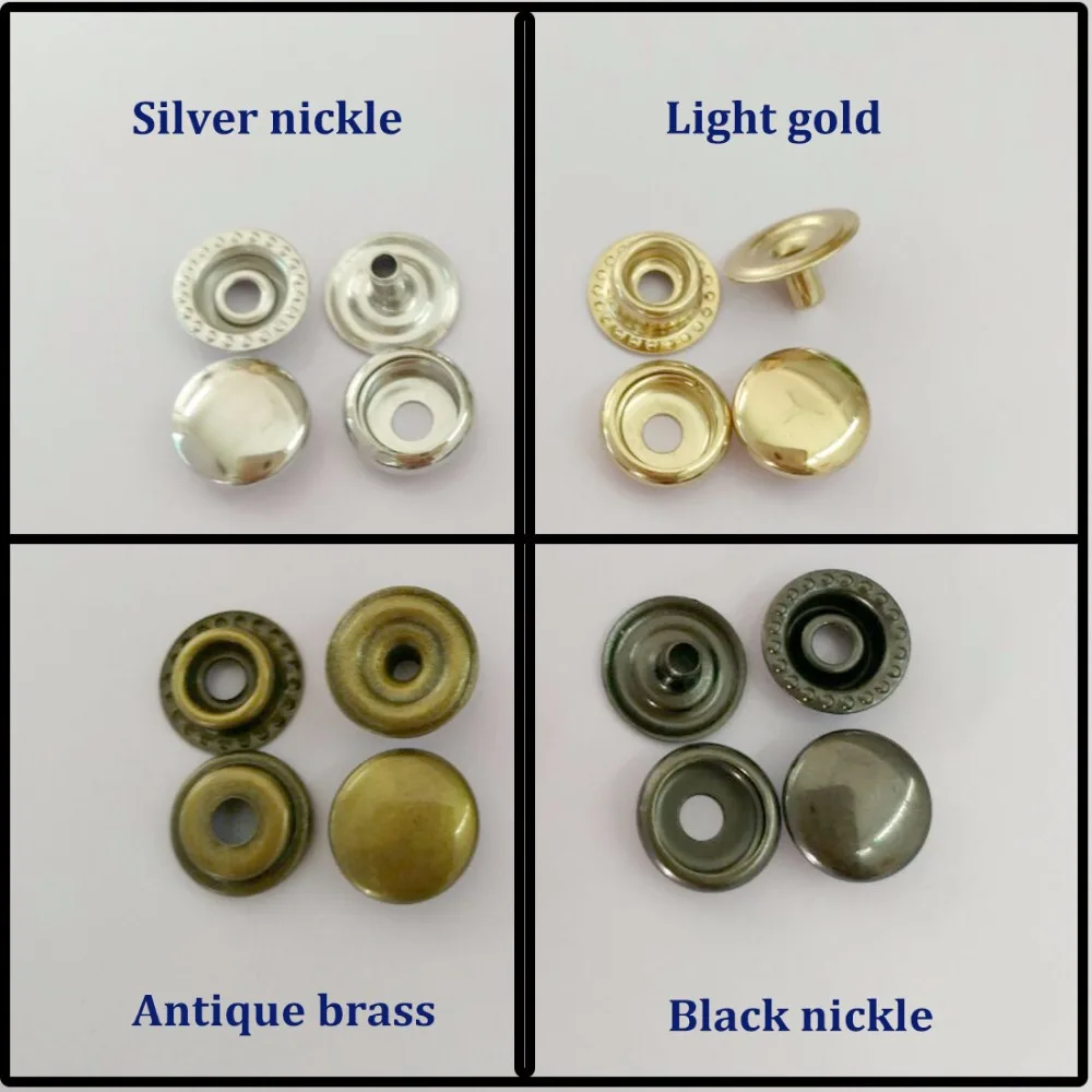 Wholesale 100sets/lot 10mm four part brass metal button ring snap press button snap fasteners silver, bronze, black, gold+Tools