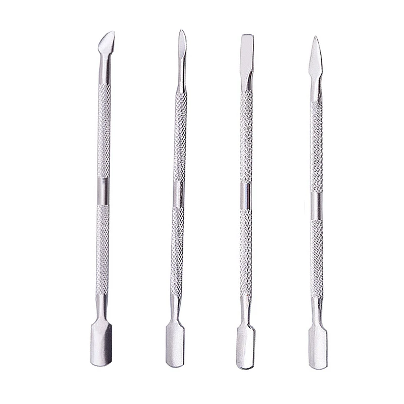 4pcs Dual Head Nail Cuticle Pusher Stainless Steel Nail Cuticle Pusher Remover Dead Skin Push Manicure Nail Care Tool