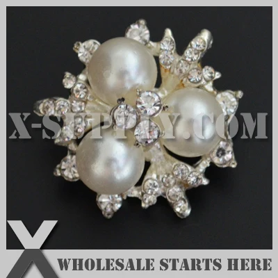 

DHL Free Shipping Round Metal Rhinestone Pearl Button with Shank for Wedding Invitation,Clothing,Flower Centers X7-MB1268