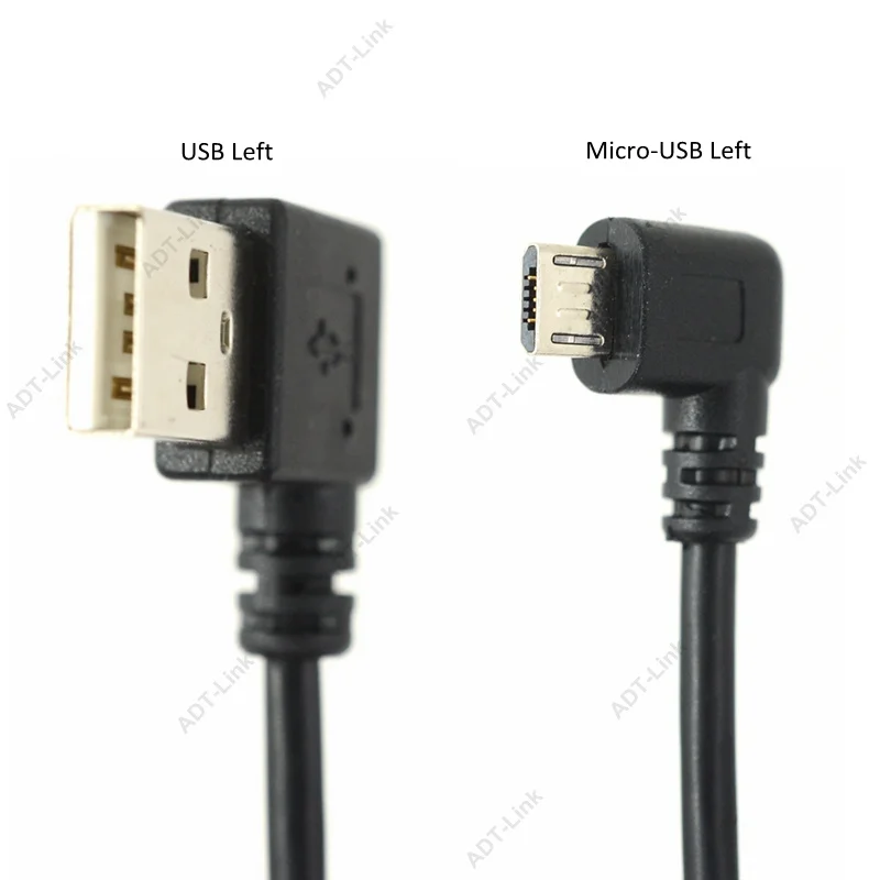 Micro USB Data Cable 90 Degree AM Left Angle Rickel Plated Short USB 2.0 -A-Male-5Pin to Right Angle Micro-B-5Pin Micro-USB 25cm