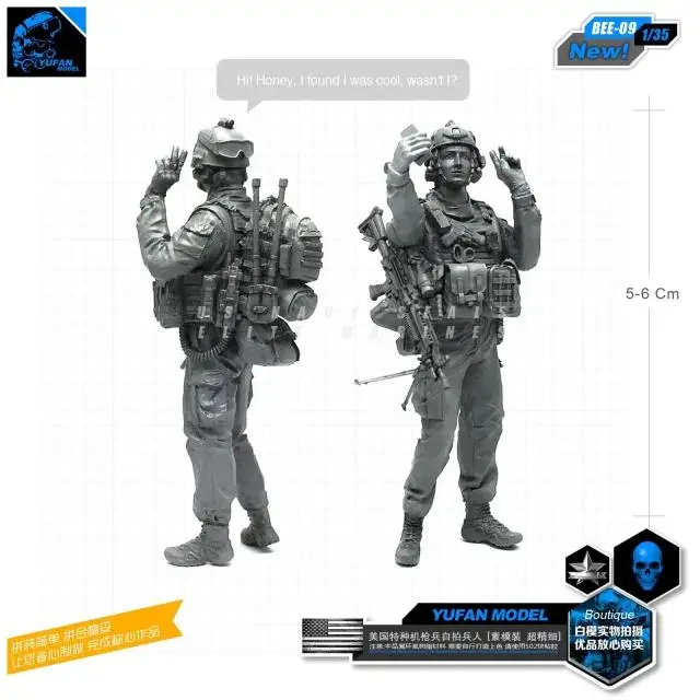 

Yufan Model 1/35 Figure Modern U.s. Army Machine Gunner Self-shot State Resin Soldier Bee-09