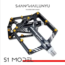 1pair  Bicycle Pedals 4 Bearings Wide Non-slip Aviation CNC Aluminum Alloy Bike Pedal Ultra-thin Design MTB Pedal with Shackles