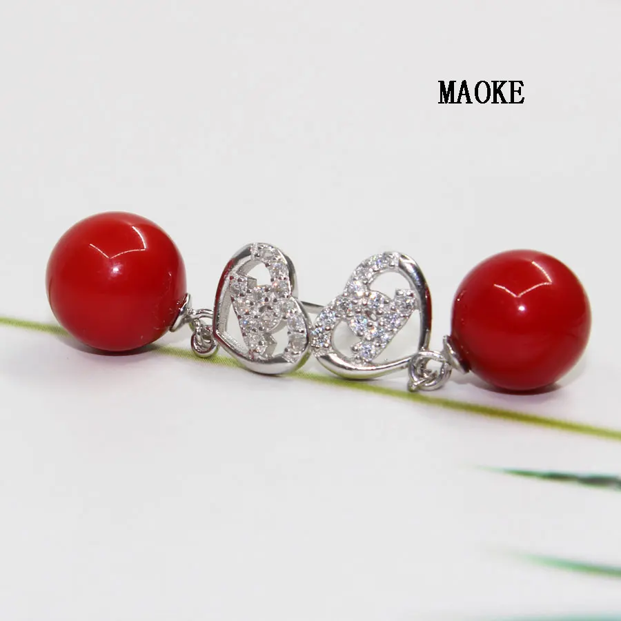 

Promotions Fashion S925 SV Heart Earrings Red Shell Pearl Pendant SV Earrings Fashion Jewelry for Women's Fashion Gifts